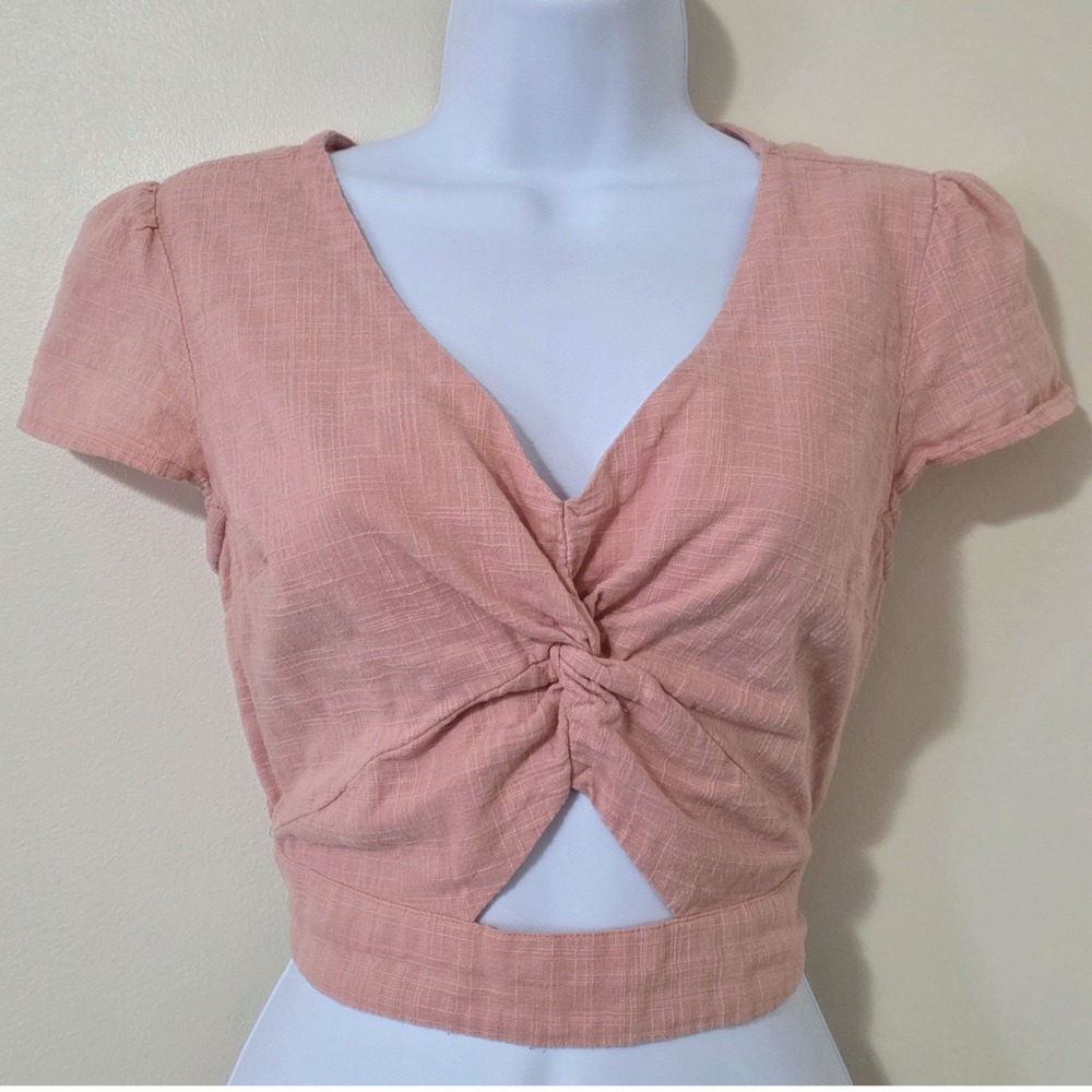 Hollister Keyhole Twist Crop Top Sz S Pink Boho‎ Festival Beach Cottage Ballet